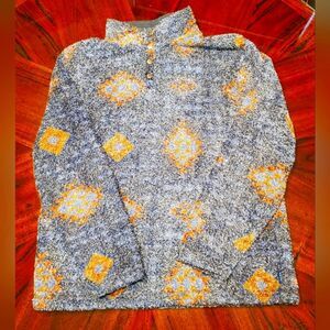 ROWM Fleece Lined Quarter Snap Pullover Southwest Aztec Mesa Style in Size L
